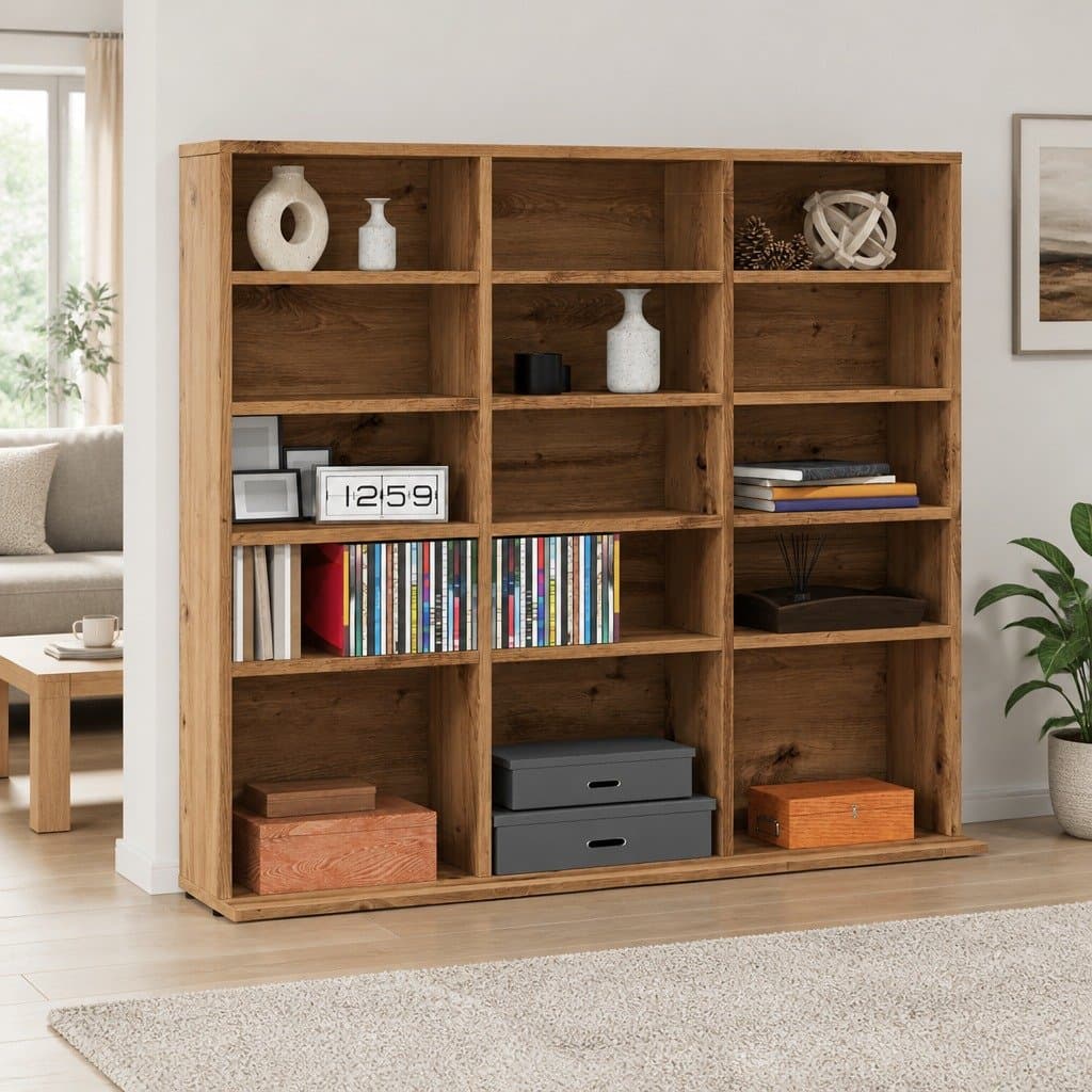 Brown Engineered Wood CD Cabinet for Media