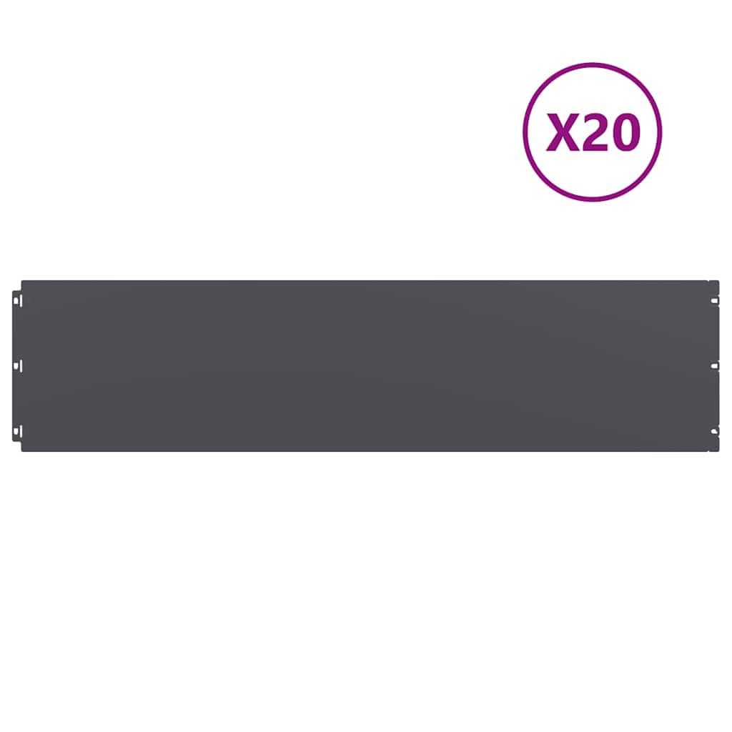 Lawn Edging Set of 20 Pieces in Anthracite Steel