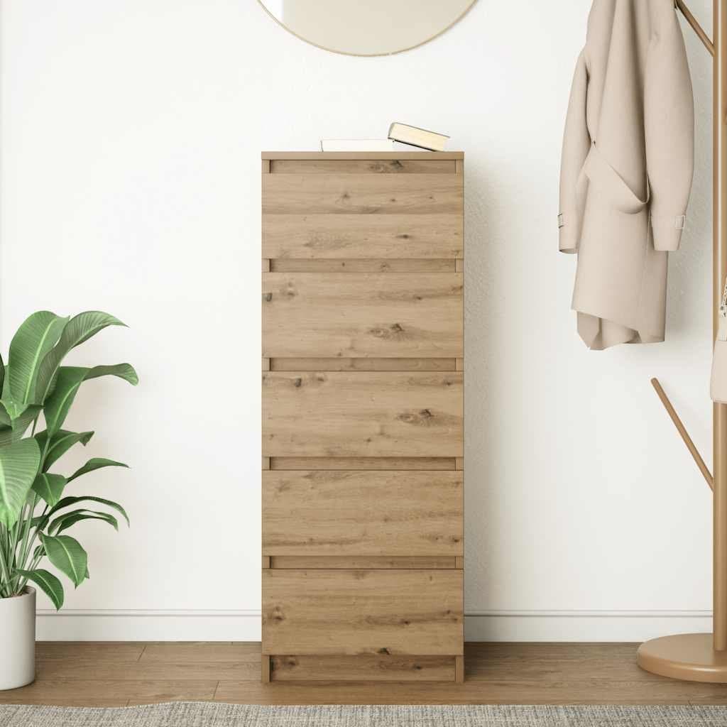 Brown Engineered Wood Sideboard with Drawers