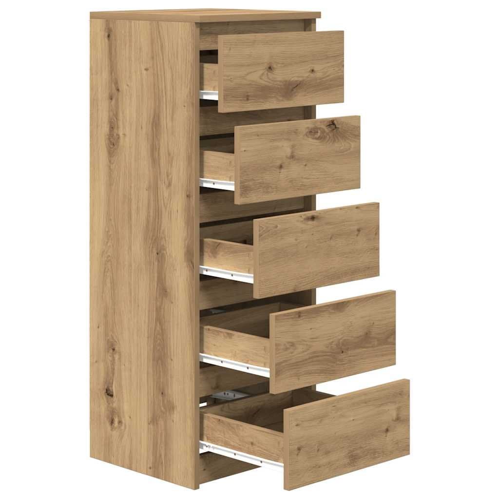 Brown Engineered Wood Sideboard with Drawers