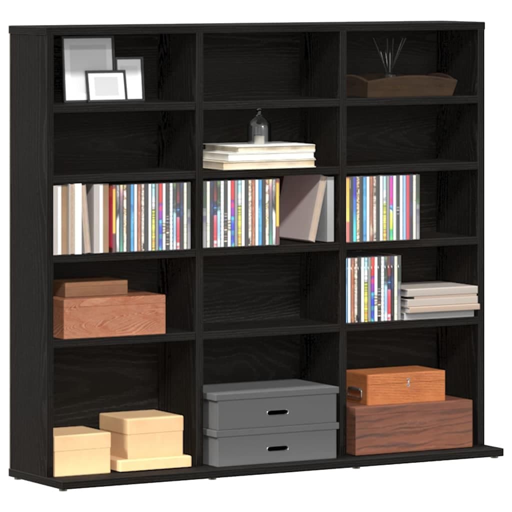 Black Oak CD Cabinet 100x23x89.5cm Media Organiser