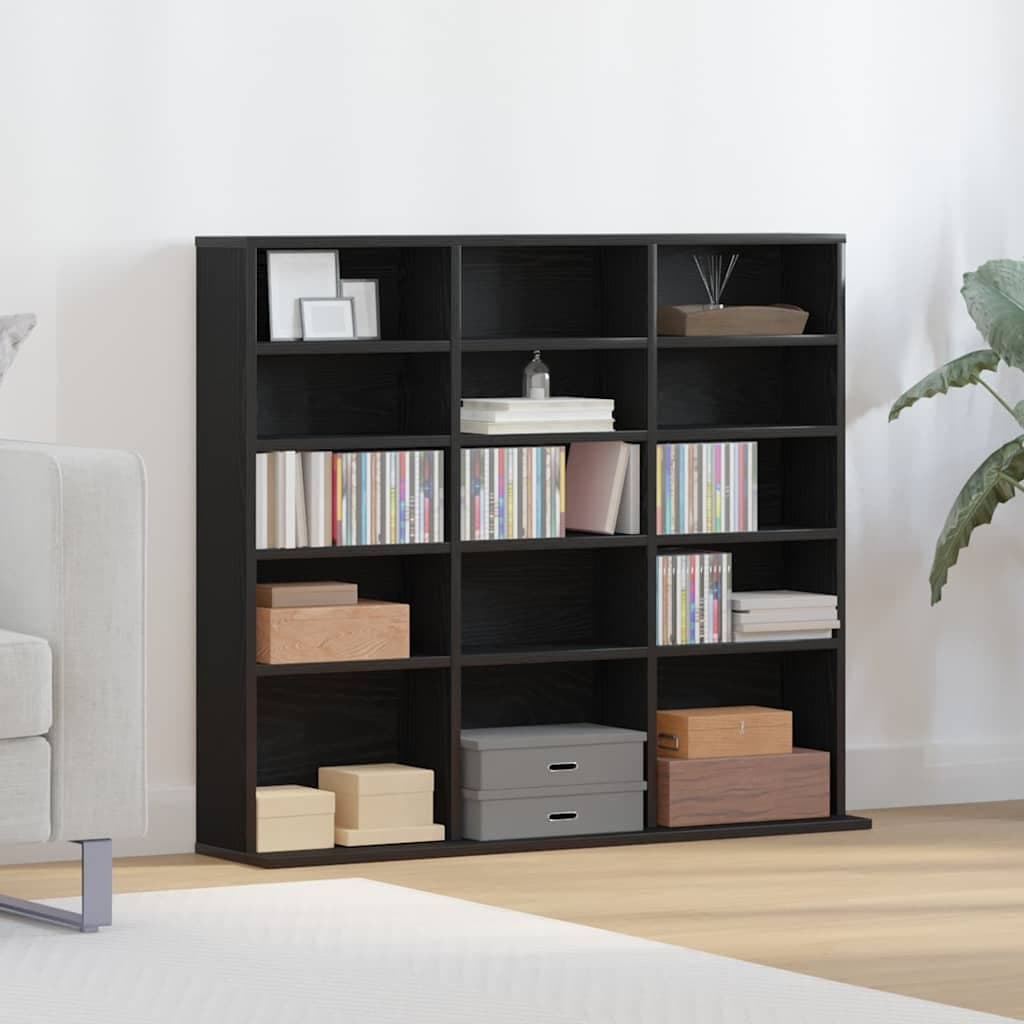 Black Oak CD Cabinet 100x23x89.5cm Media Organiser