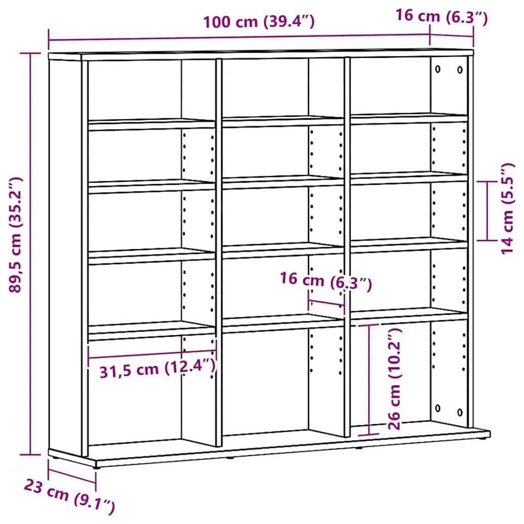Black Oak CD Cabinet 100x23x89.5cm Media Organiser