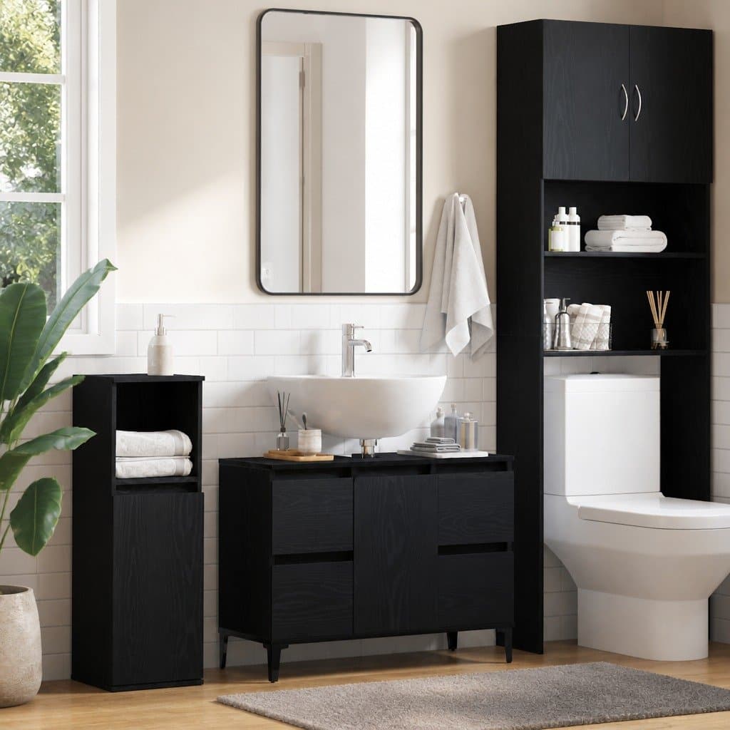 Black Wall-Mounted Bathroom Sink Cabinet