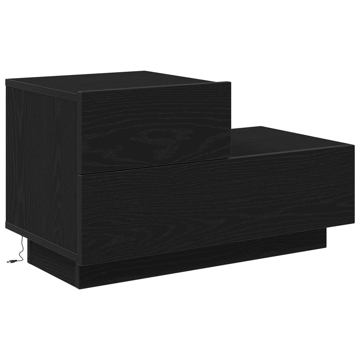Black Oak Bedside Cabinet with LED Lights and USB Port