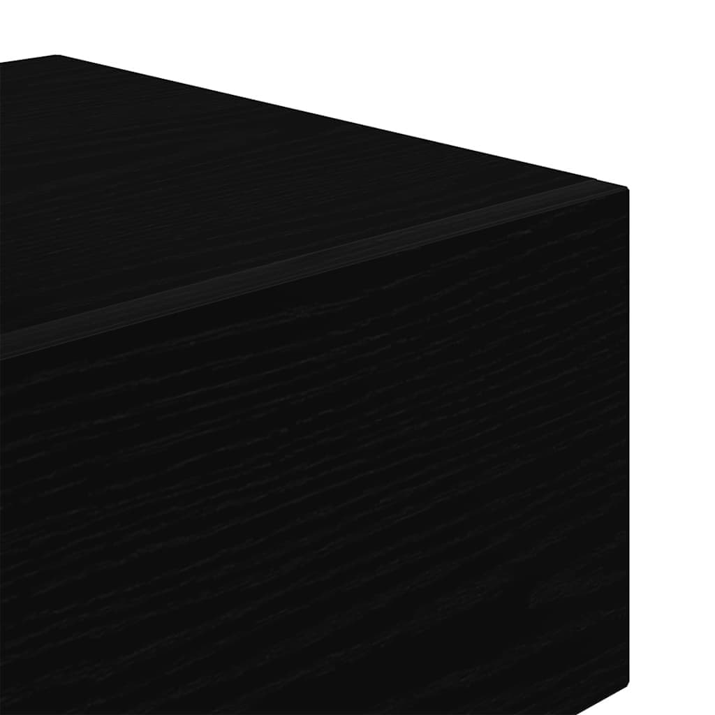 Black Oak Bedside Cabinet with LED Lights and USB Port