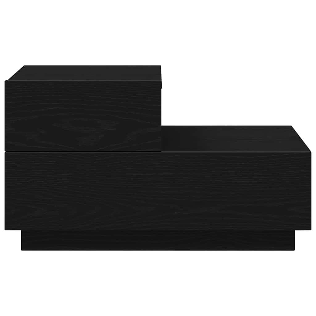 Black Oak Bedside Cabinet with LED Lights and USB Port