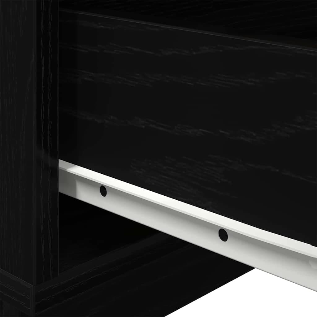 Black Oak Bedside Cabinet with LED Lights and USB Port