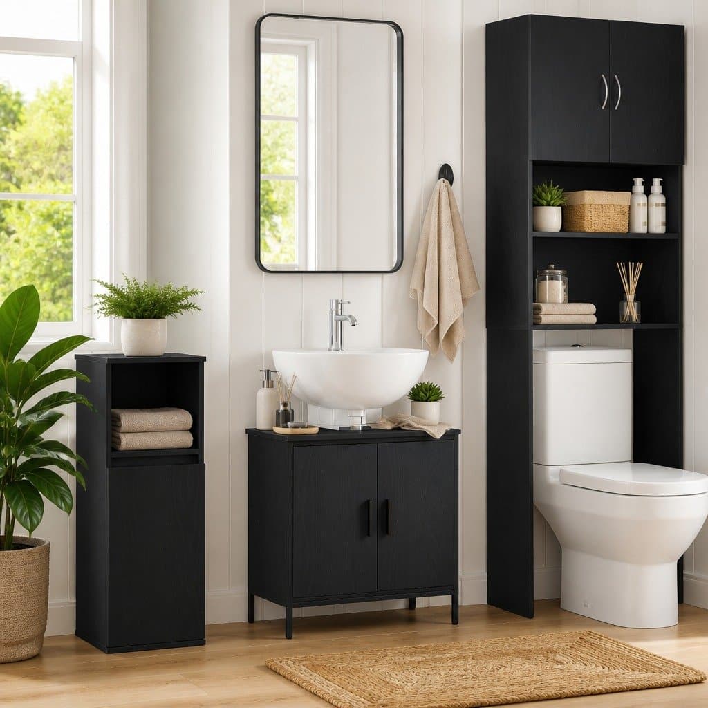 Black Oak Wall-Mounted Bathroom Vanity Sink Cabinet