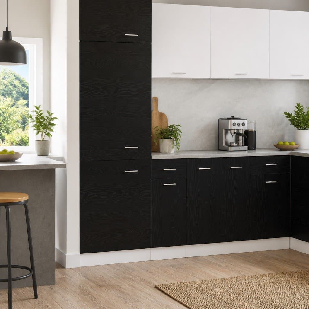 Black Oak Hanging Kitchen Cabinet 30 x 46 x 81.5 cm