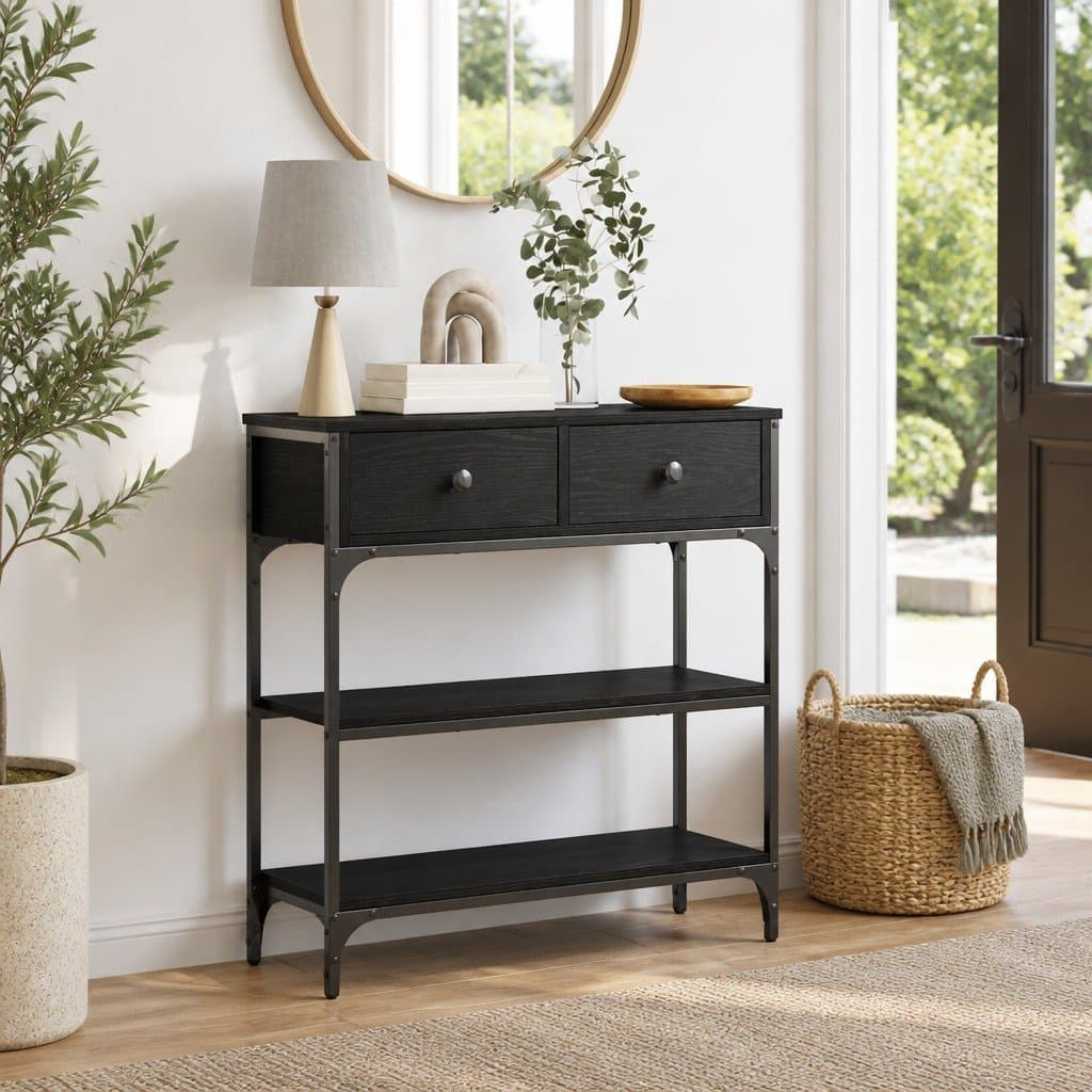 Industrial Style Console Table with Steel Frame