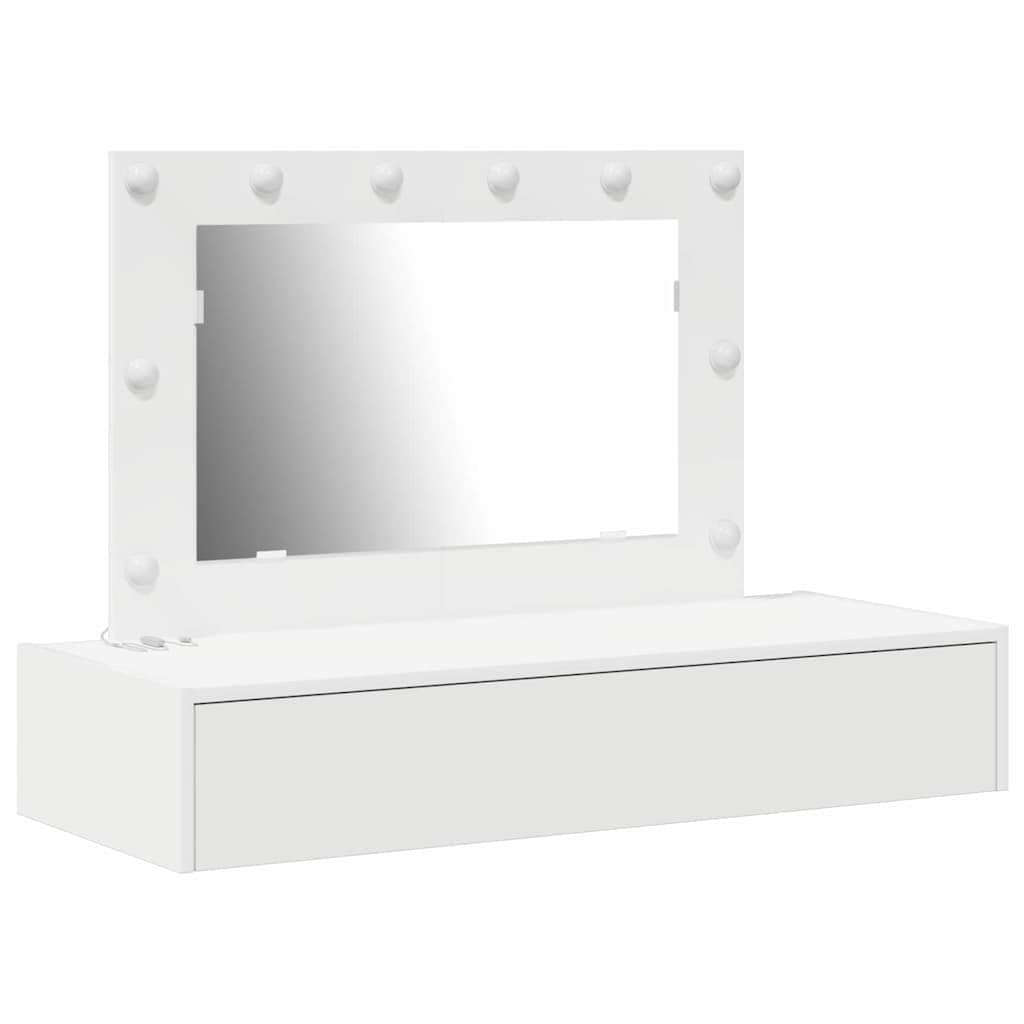 White Dressing Table with Integrated Mirror