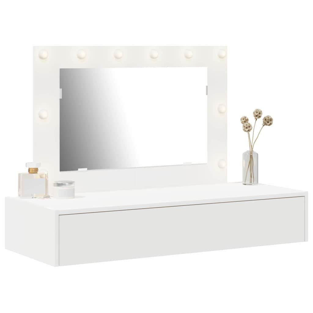 White Dressing Table with Integrated Mirror