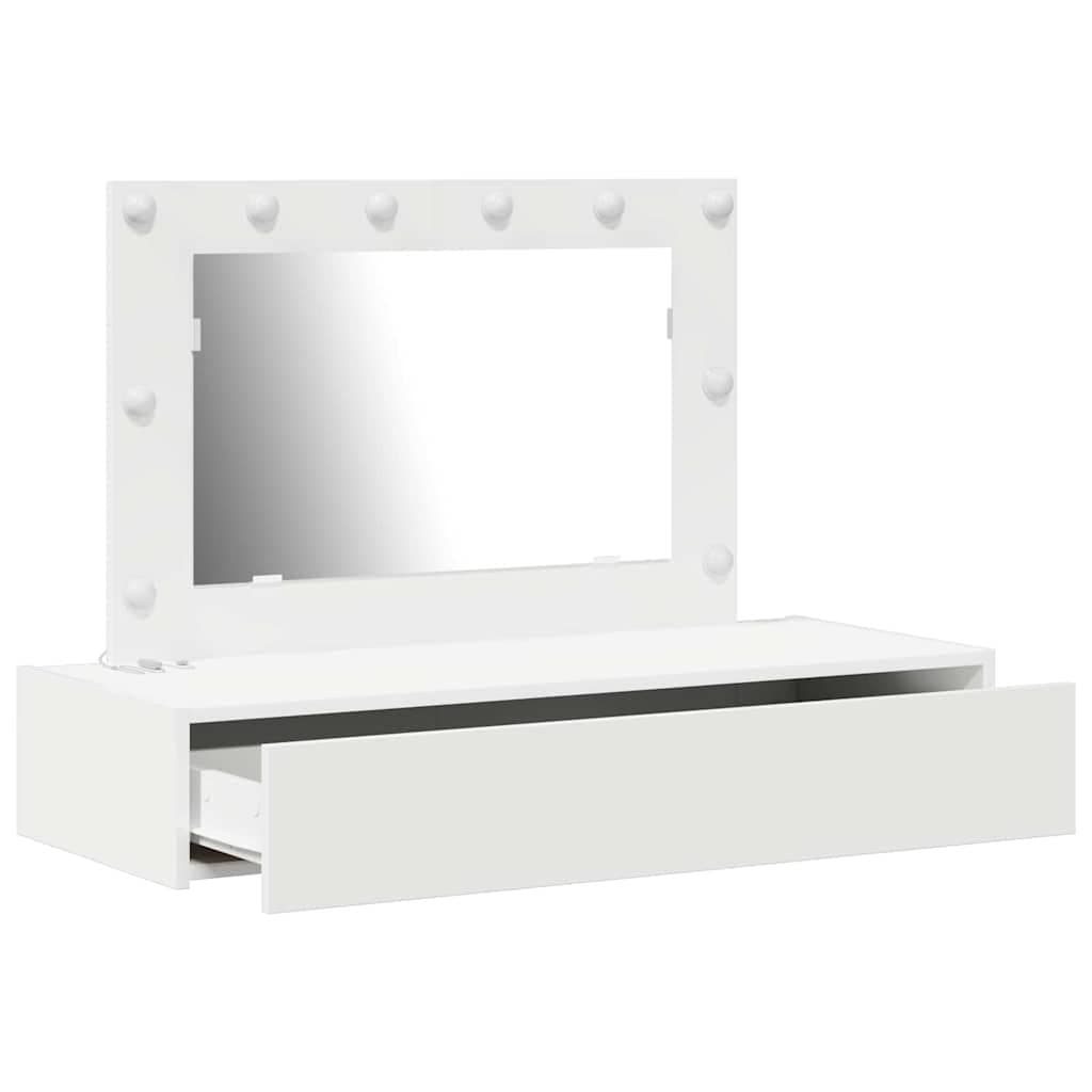 White Dressing Table with Integrated Mirror