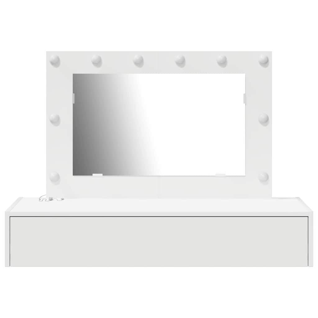 White Dressing Table with Integrated Mirror
