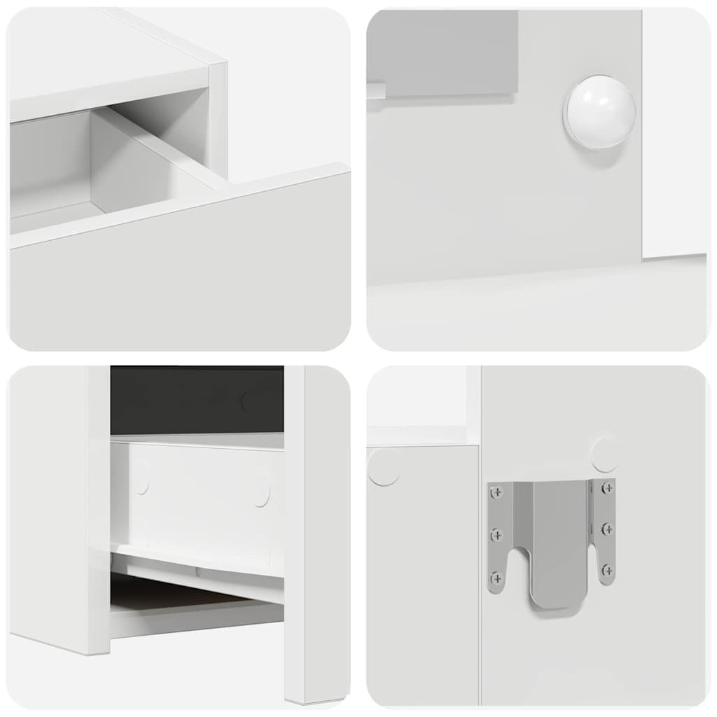 White Dressing Table with Integrated Mirror