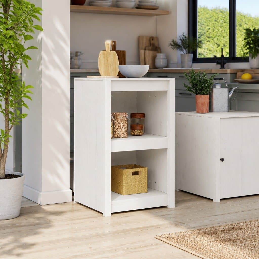 Kitchen Cabinet White 55x55x92cm Storage Cupboard Solid Pine Wood Minimalist