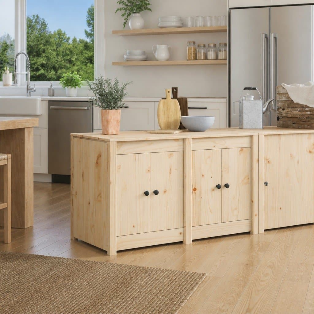 Kitchen Cabinet with Shelf Brown Oak Storage Unit Modern Home Furniture