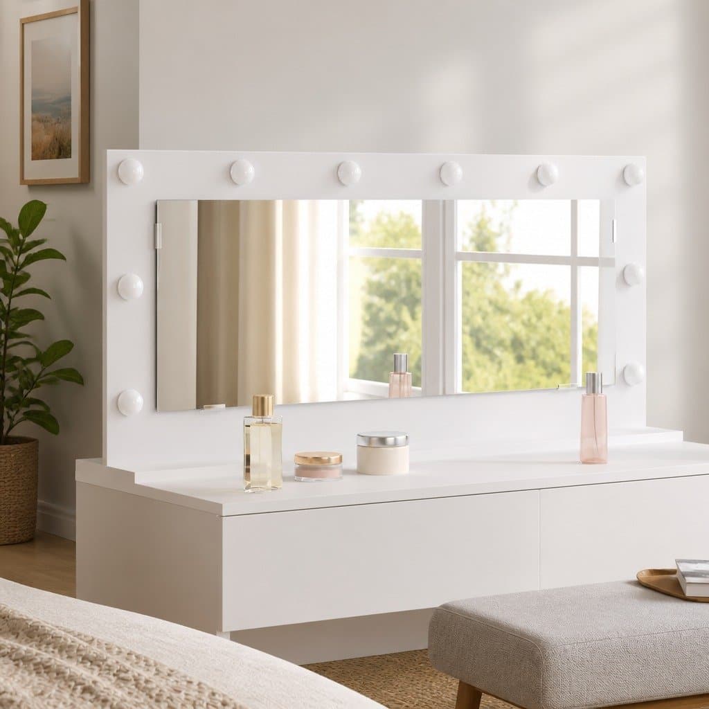 White LED Vanity Mirror for Bedroom Dressing Table 100x45cm
