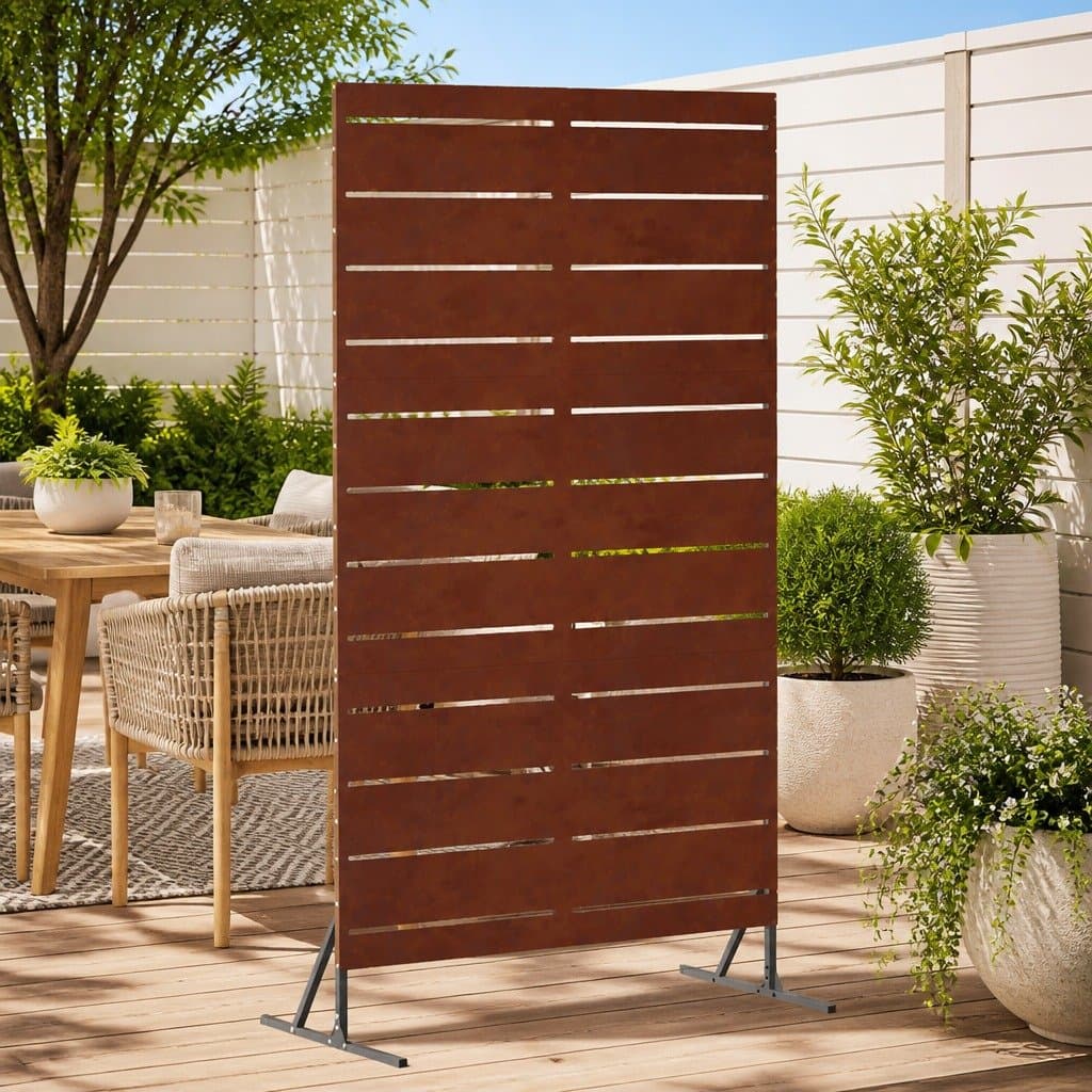Garden Privacy Screen 100x50x180cm Steel Cut-Out Design Outdoor Patio Fence