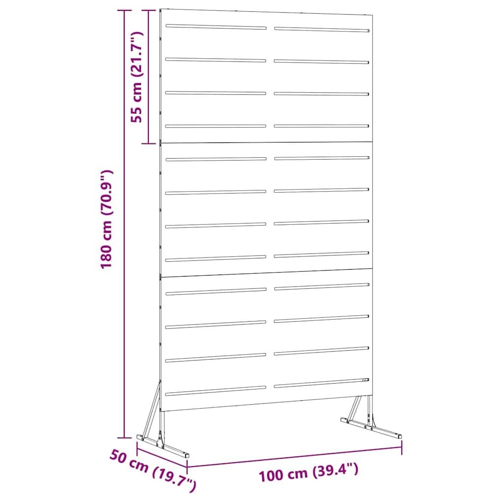 Garden Privacy Screen 100x50x180cm Steel Cut-Out Design Outdoor Patio Fence