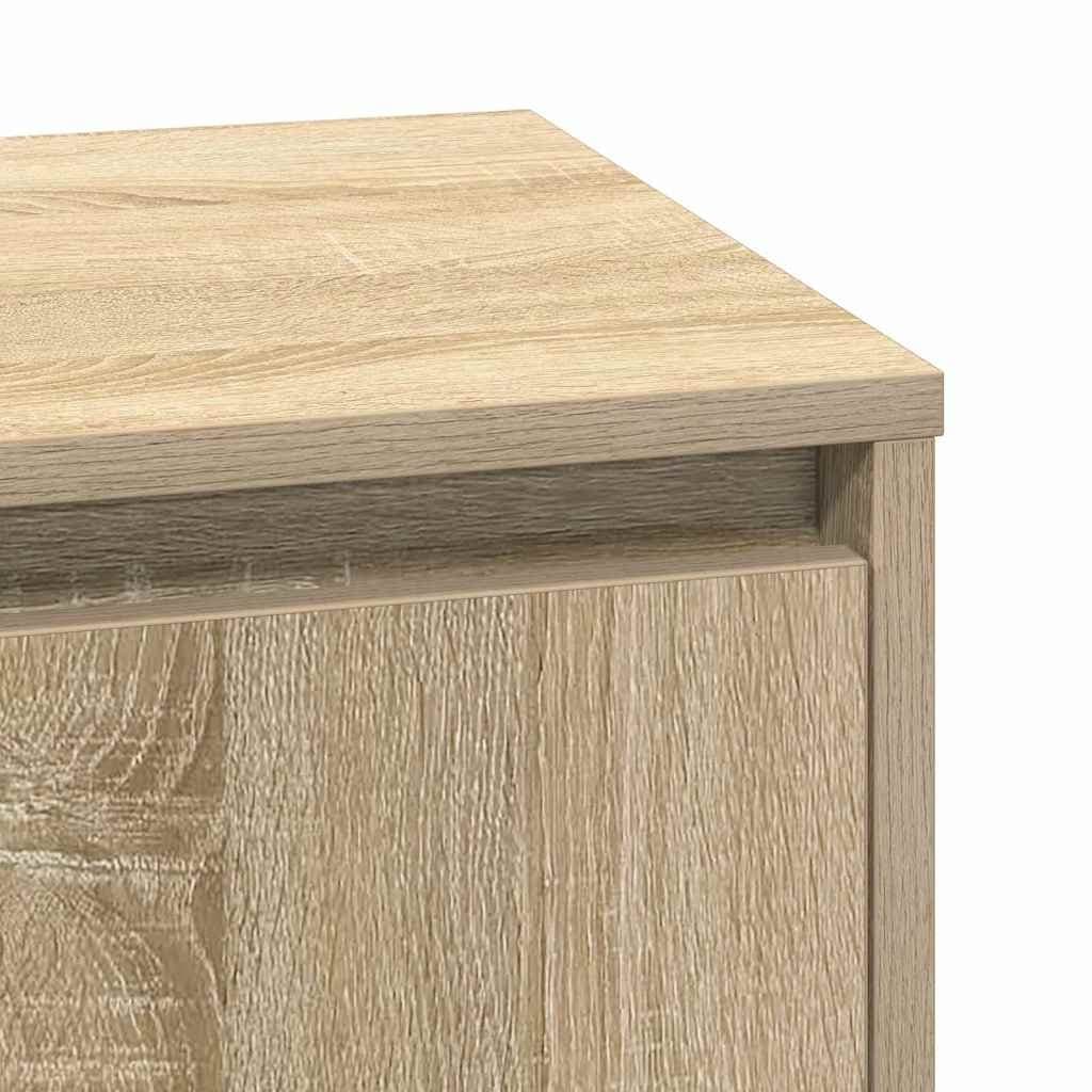 Brown Bedside Cabinet 2 pcs with USB LED Light