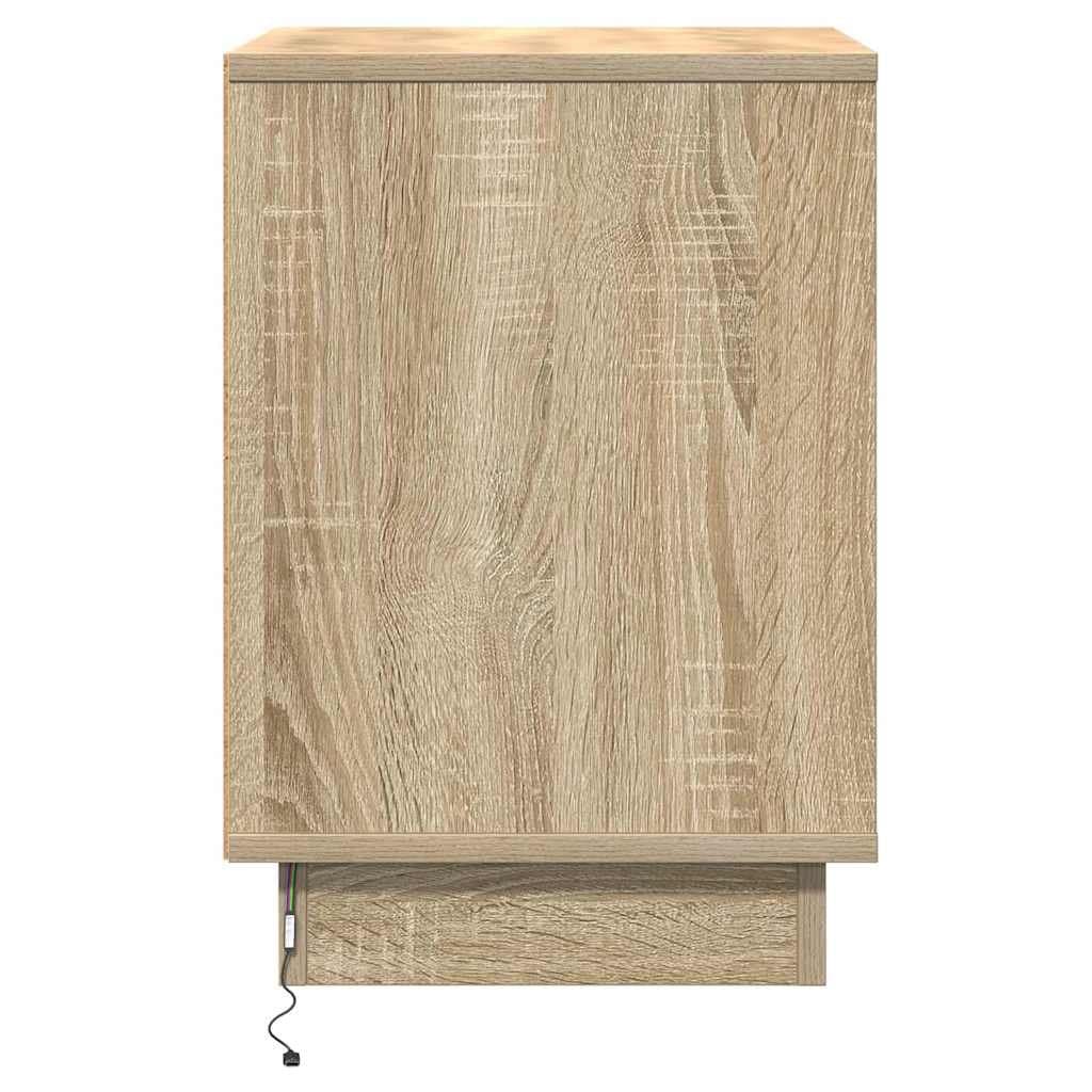Brown Bedside Cabinet 2 pcs with USB LED Light