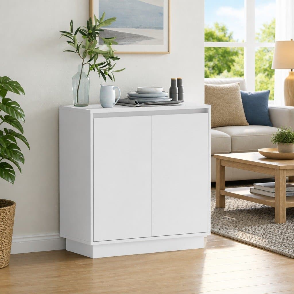 White LED Sideboard Storage Cabinet with RGB Lighting
