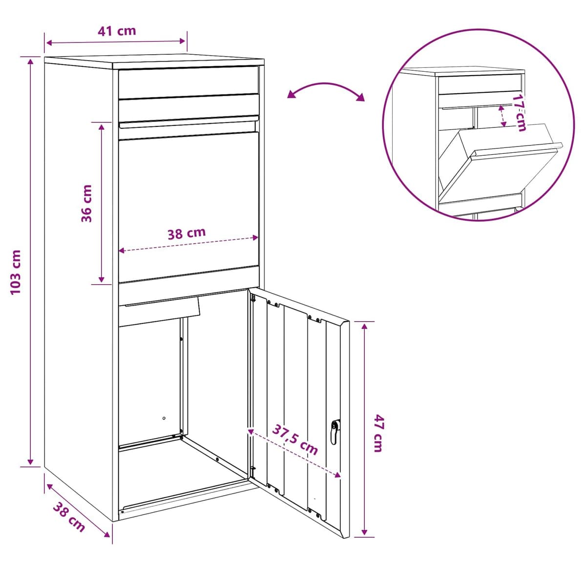 Outdoor Parcel Drop Box with Secure Latch Door