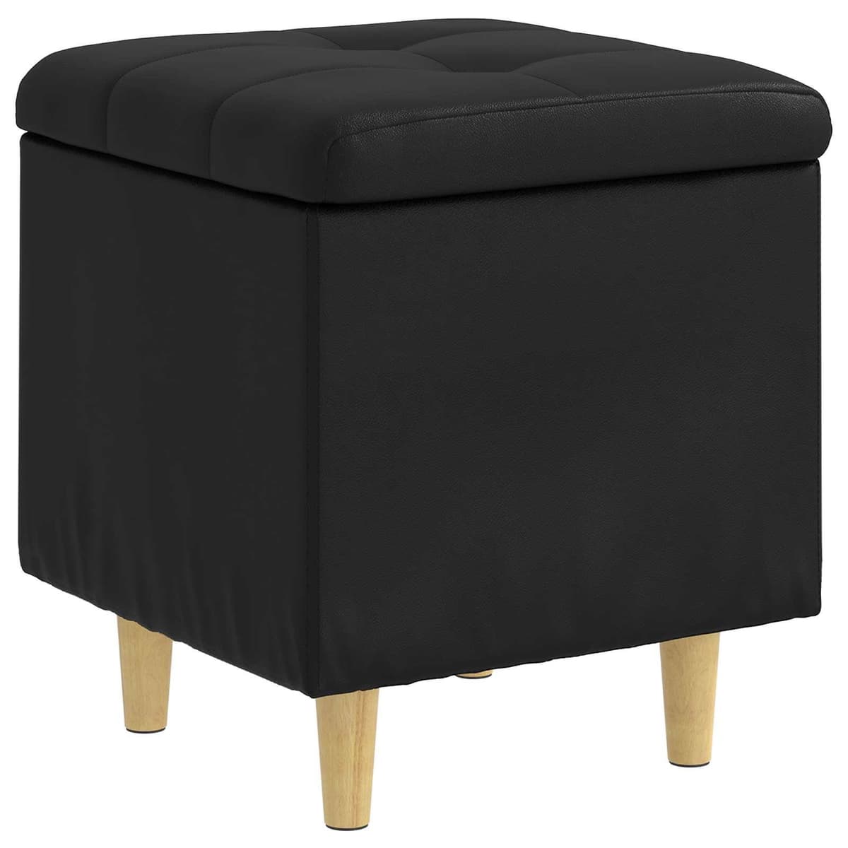 Black Tufted Storage Ottoman with Hidden Compartment