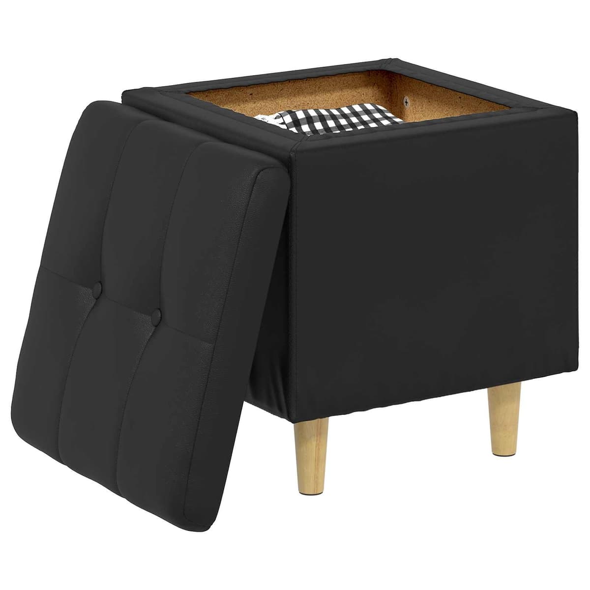 Black Tufted Storage Ottoman with Hidden Compartment