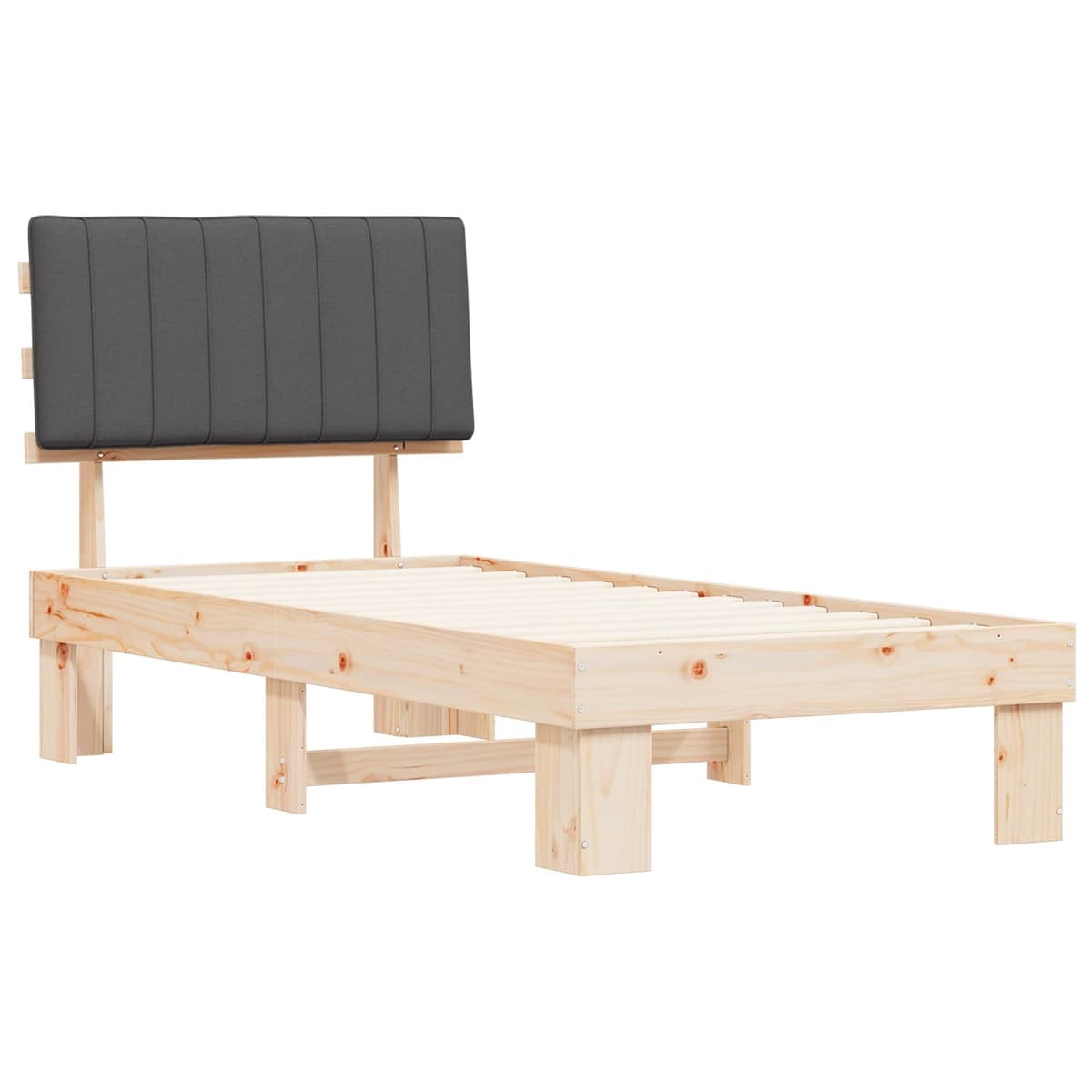 Wooden Bed Frame with Soft Upholstered Headboard