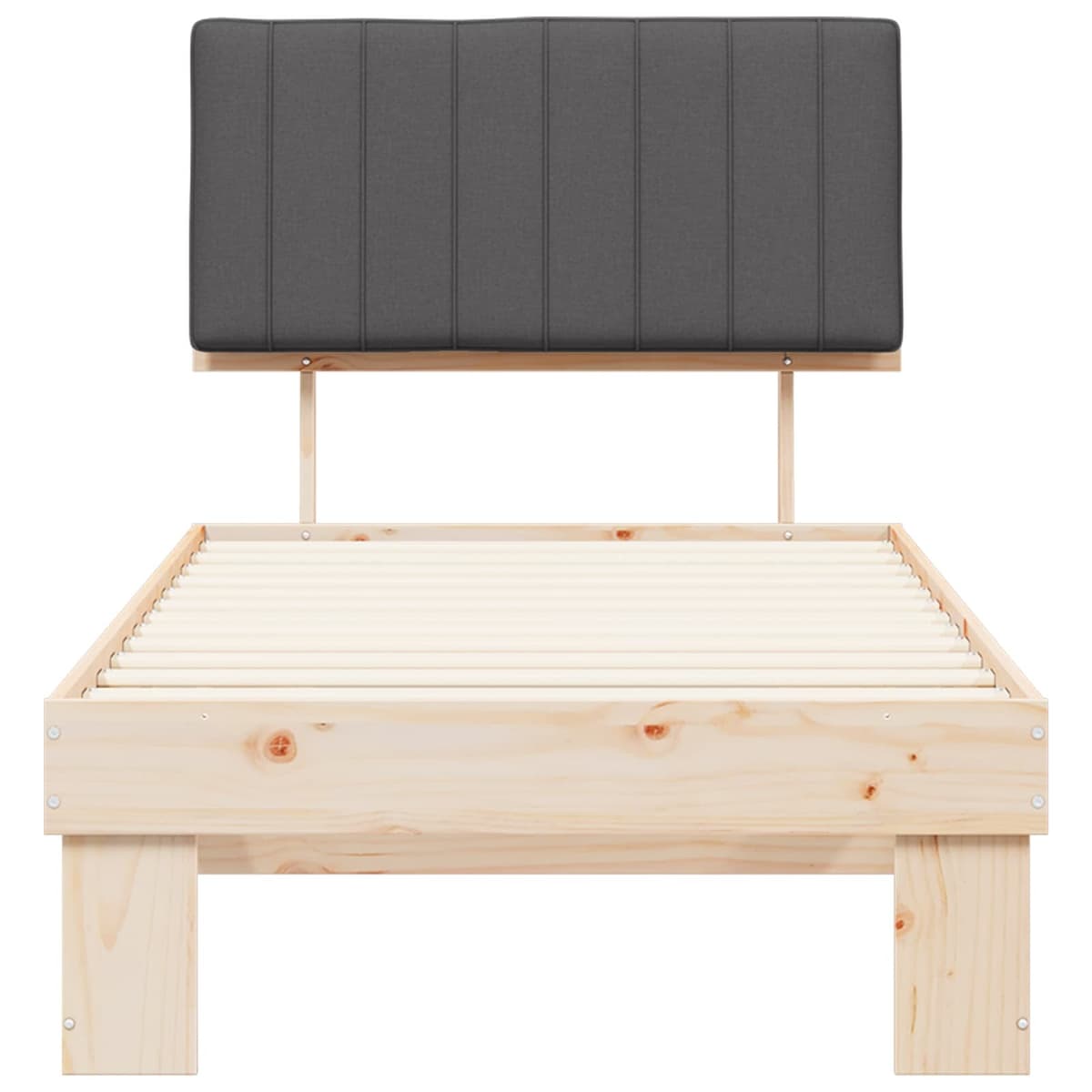 Wooden Bed Frame with Soft Upholstered Headboard