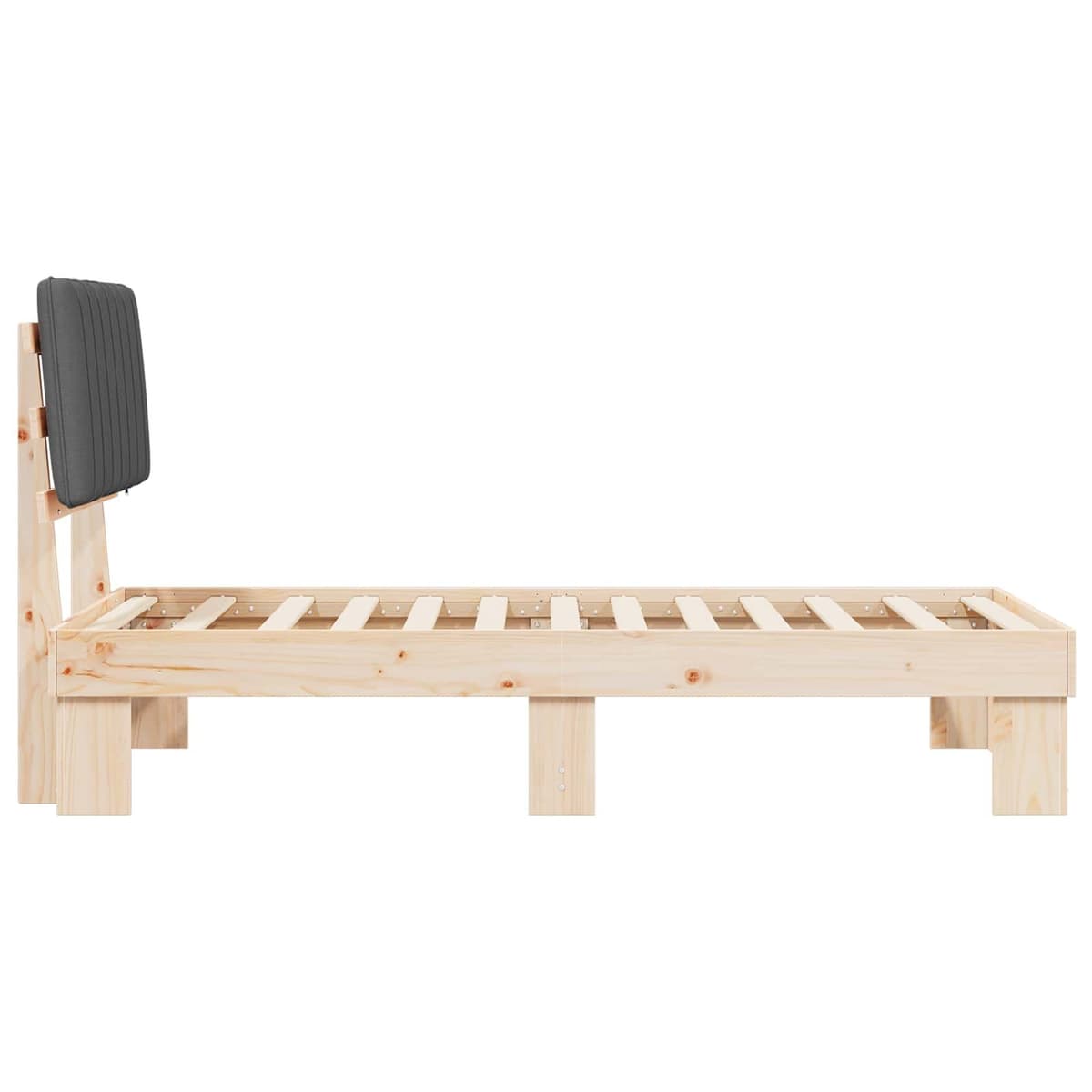 Wooden Bed Frame with Soft Upholstered Headboard