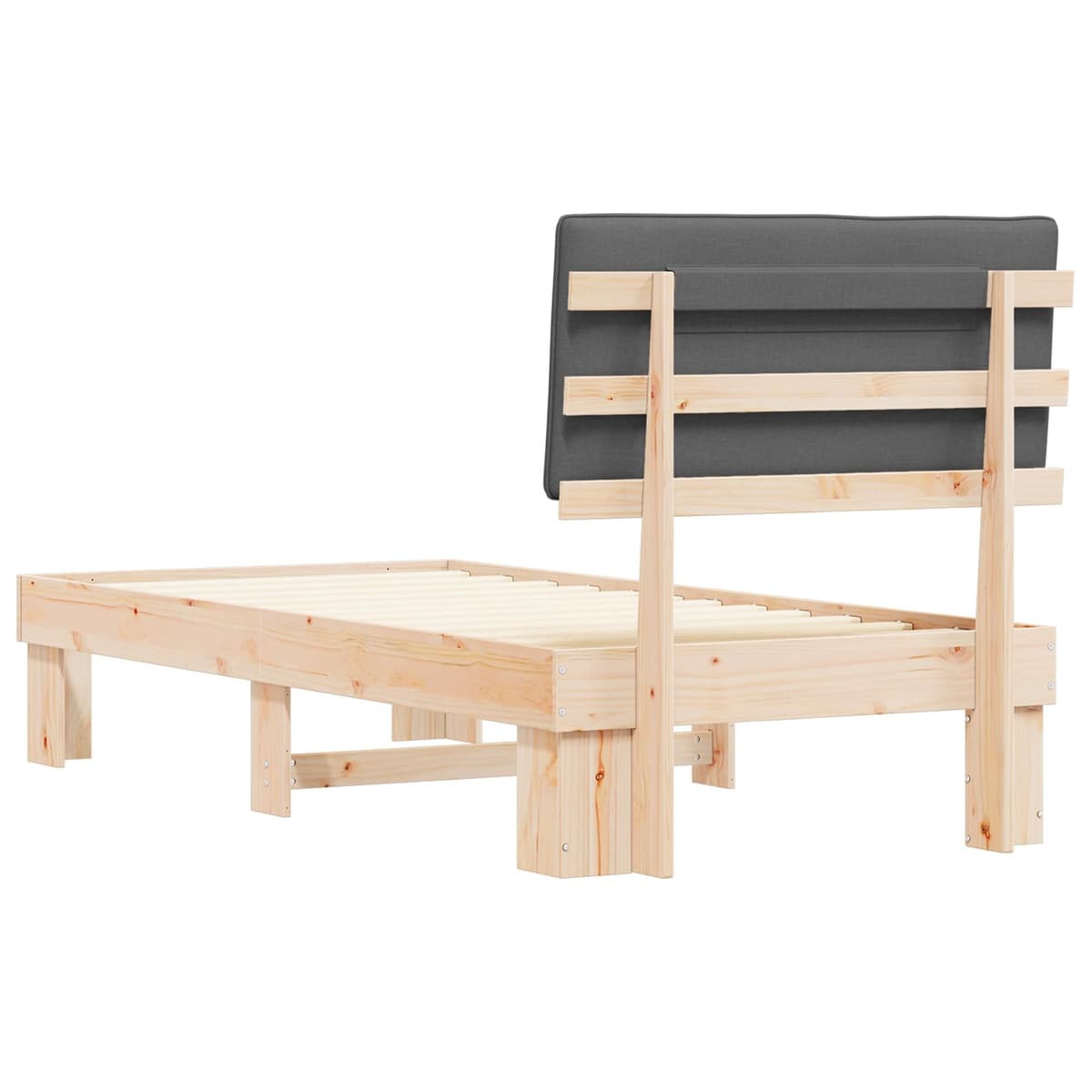 Wooden Bed Frame with Soft Upholstered Headboard