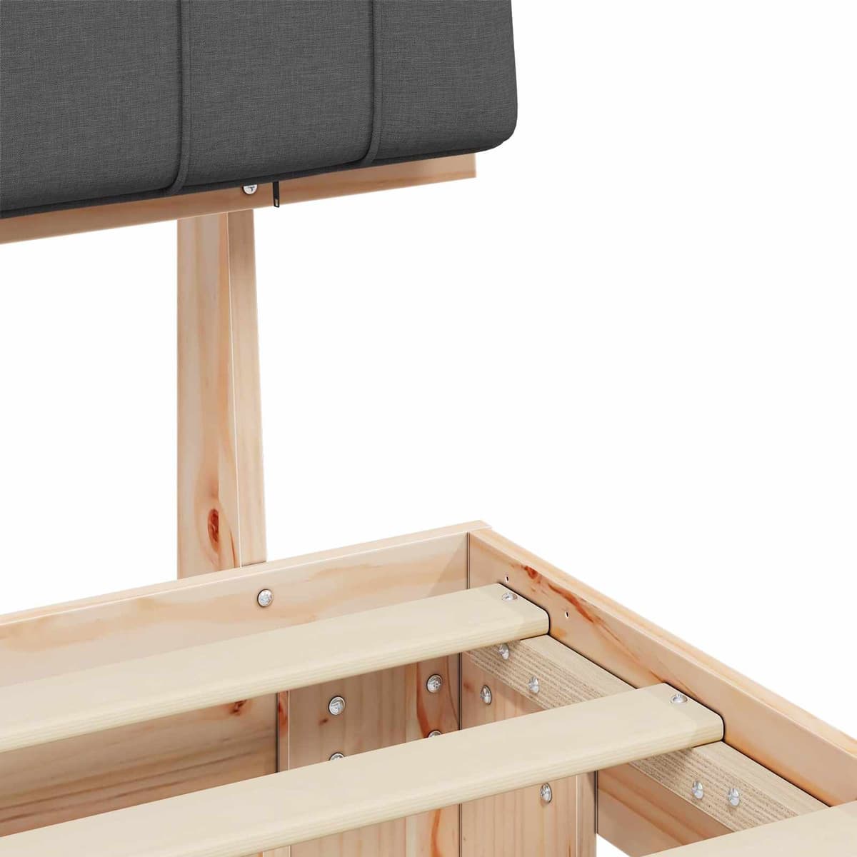 Wooden Bed Frame with Soft Upholstered Headboard
