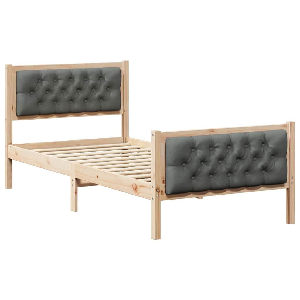 Solid Pine Wood Bed Frame with Modern Headboard 90 x 190 cm