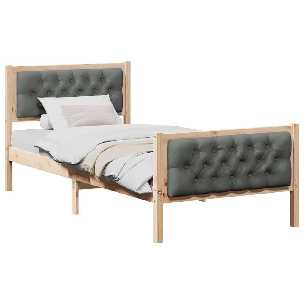 Solid Pine Wood Bed Frame with Modern Headboard 90 x 190 cm