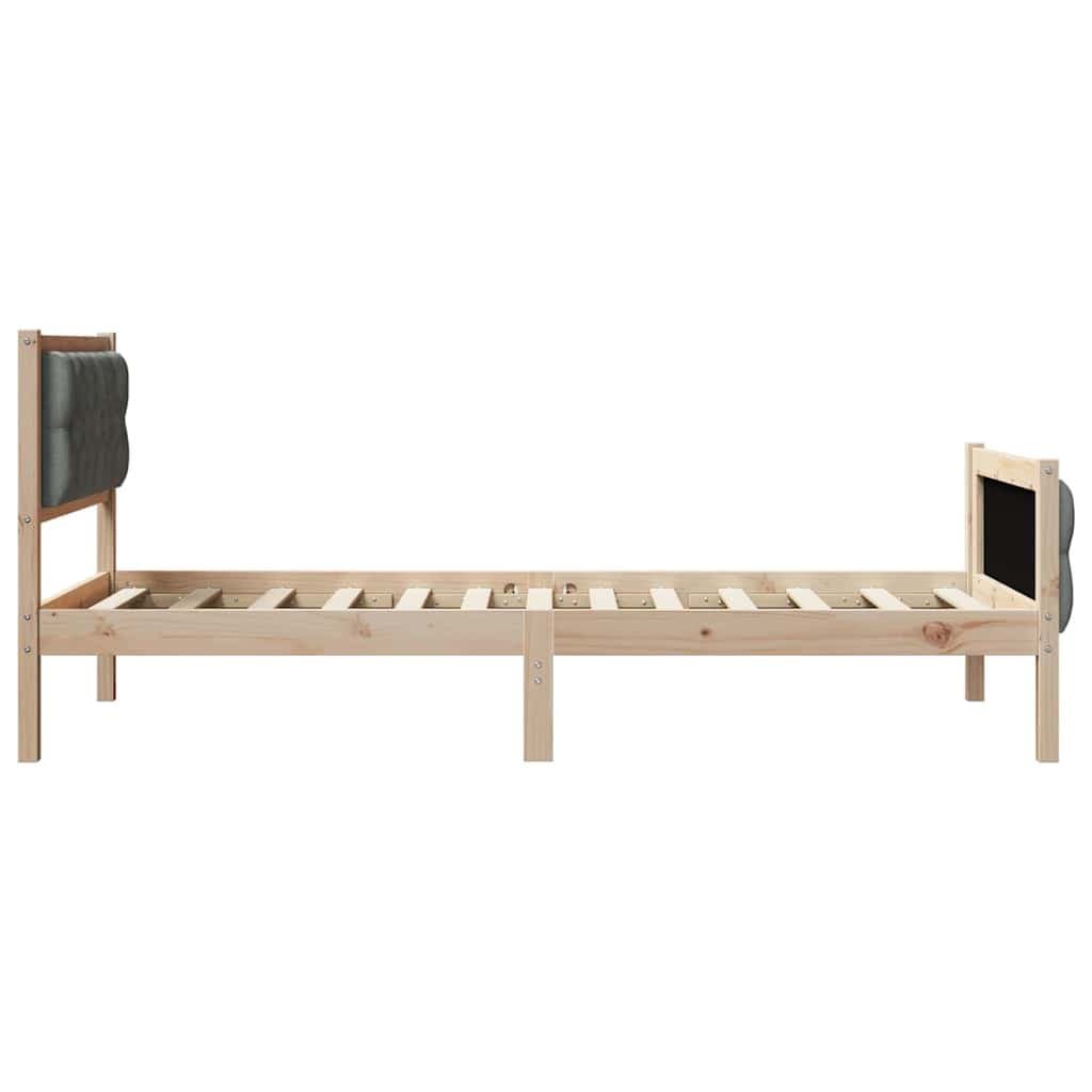 Solid Pine Wood Bed Frame with Modern Headboard 90 x 190 cm