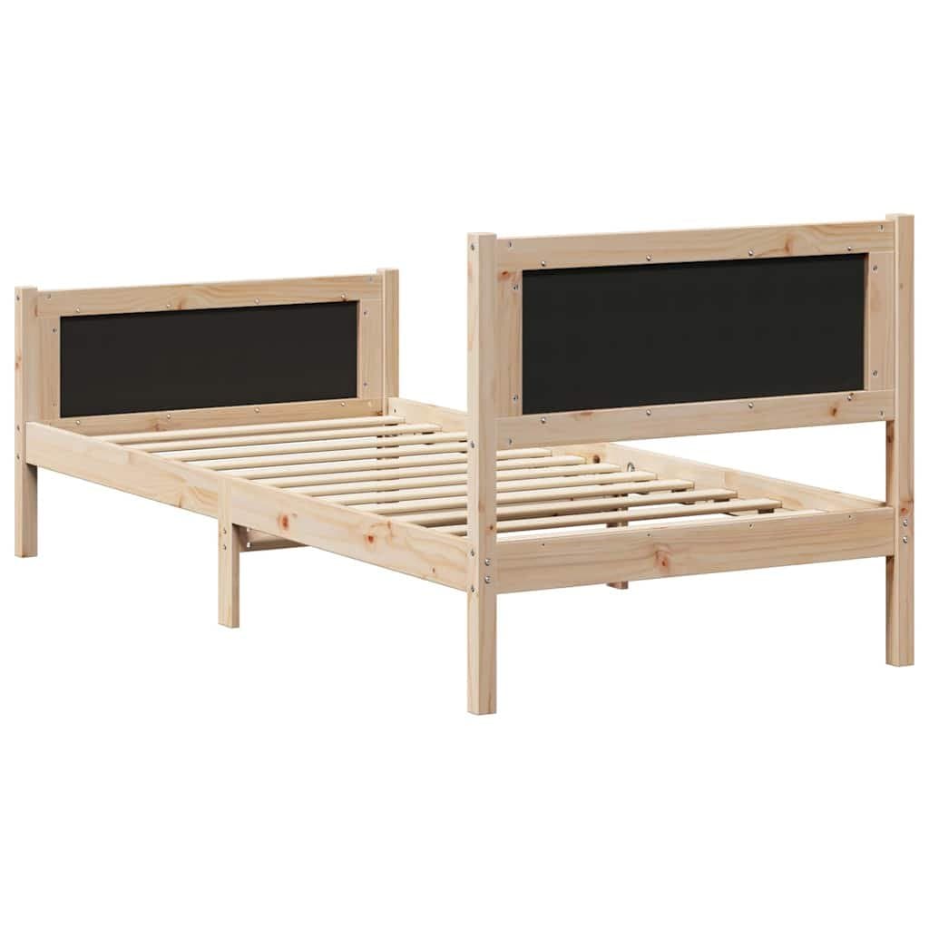 Solid Pine Wood Bed Frame with Modern Headboard 90 x 190 cm