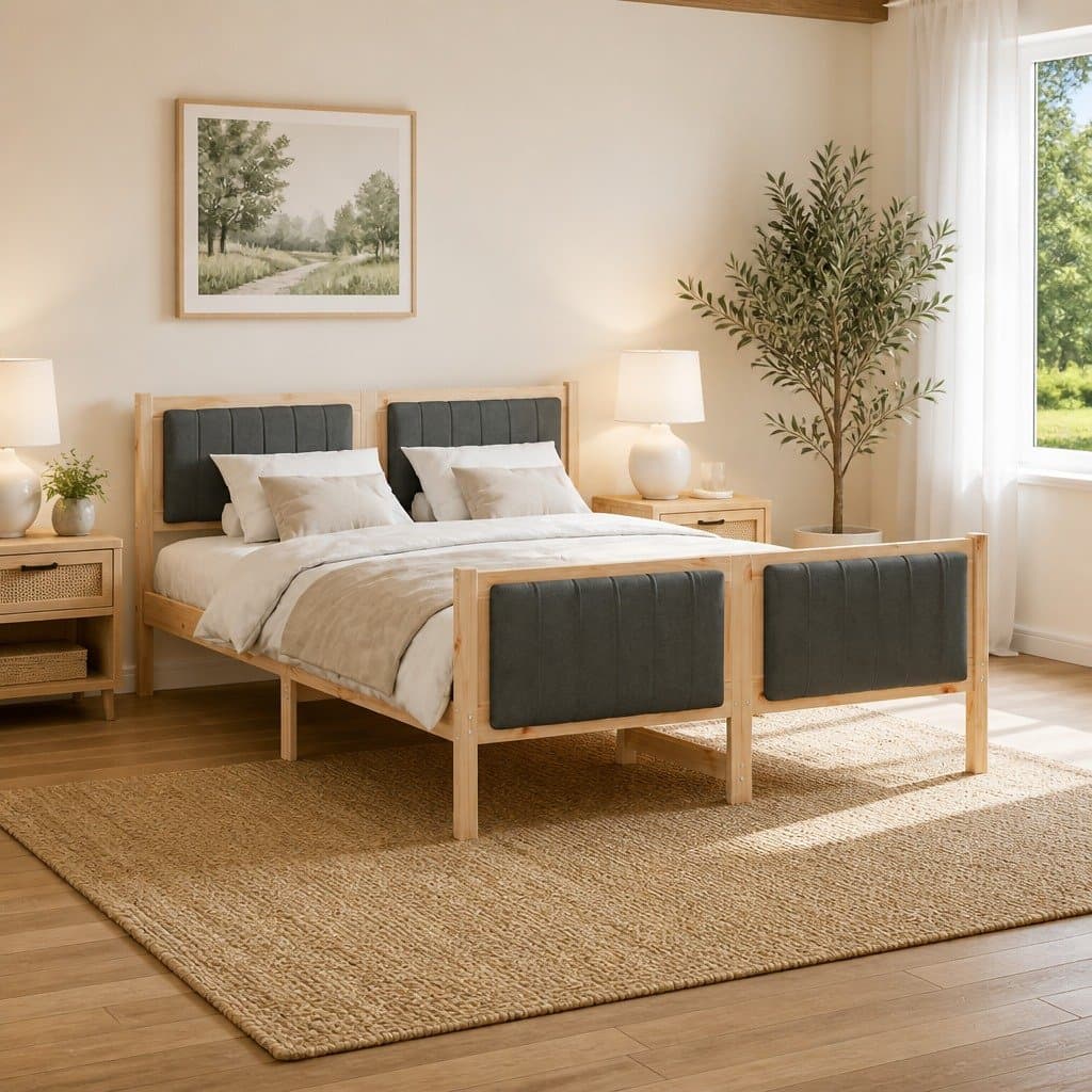 Solid Pine Wood Platform Bed Frame 135 x 190 cm