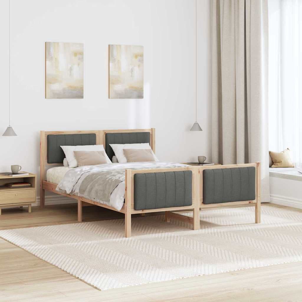 Solid Pine Wood Platform Bed Frame 135 x 190 cm