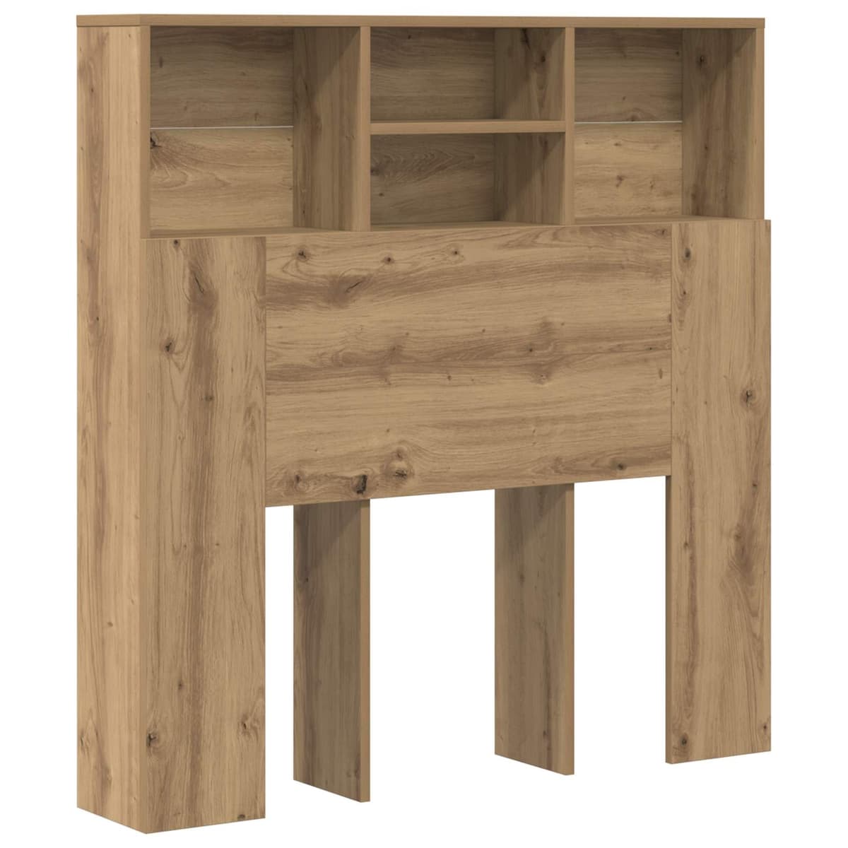 Brown Engineered Wall-Mounted Headboard Cabinet with Shelves