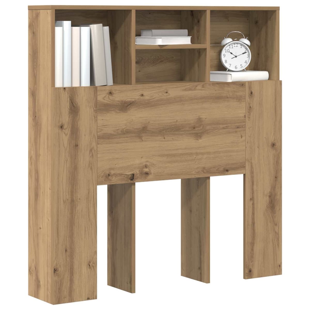 Brown Engineered Wall-Mounted Headboard Cabinet with Shelves
