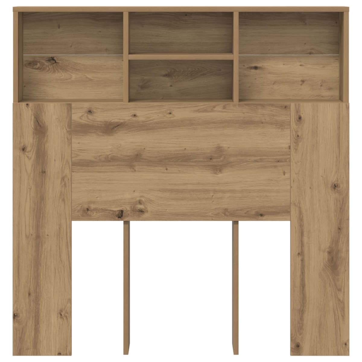 Brown Engineered Wall-Mounted Headboard Cabinet with Shelves
