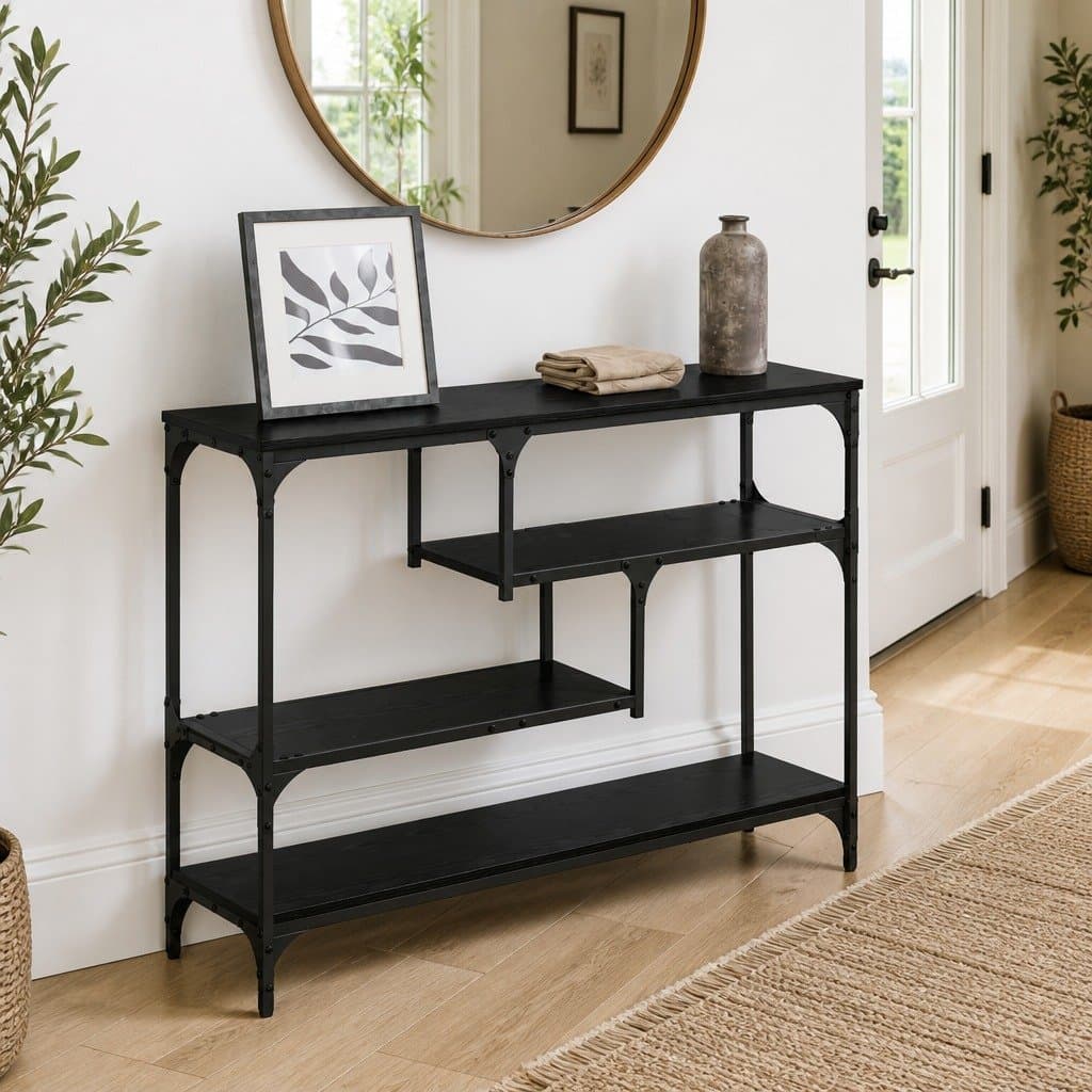 Narrow Black Console Table for Industrial Style Decor