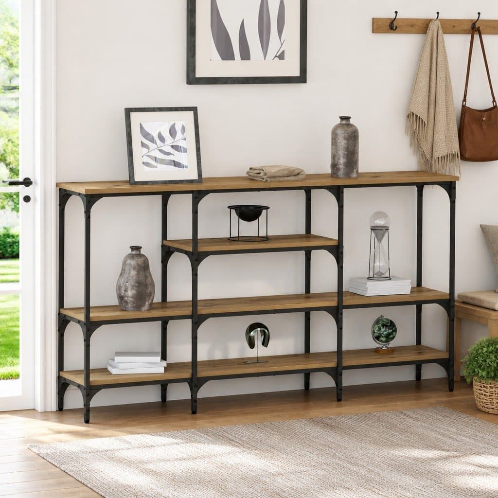 Industrial Console Table for Display and Storage