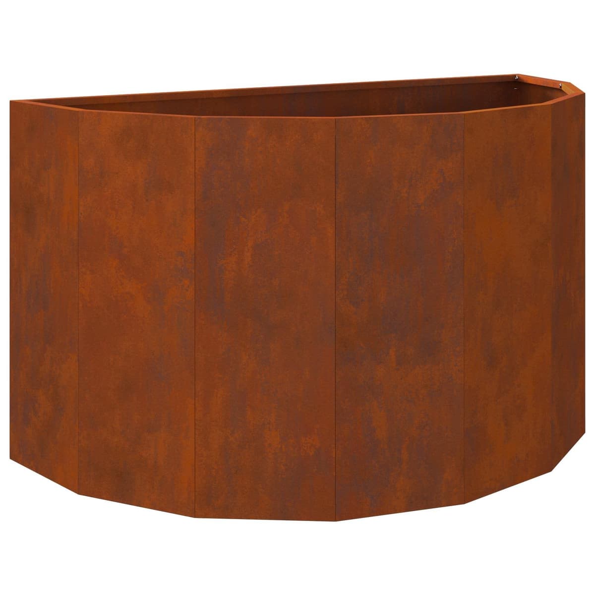 Half Round Outdoor Planter in Weathering Steel 90x45x50cm