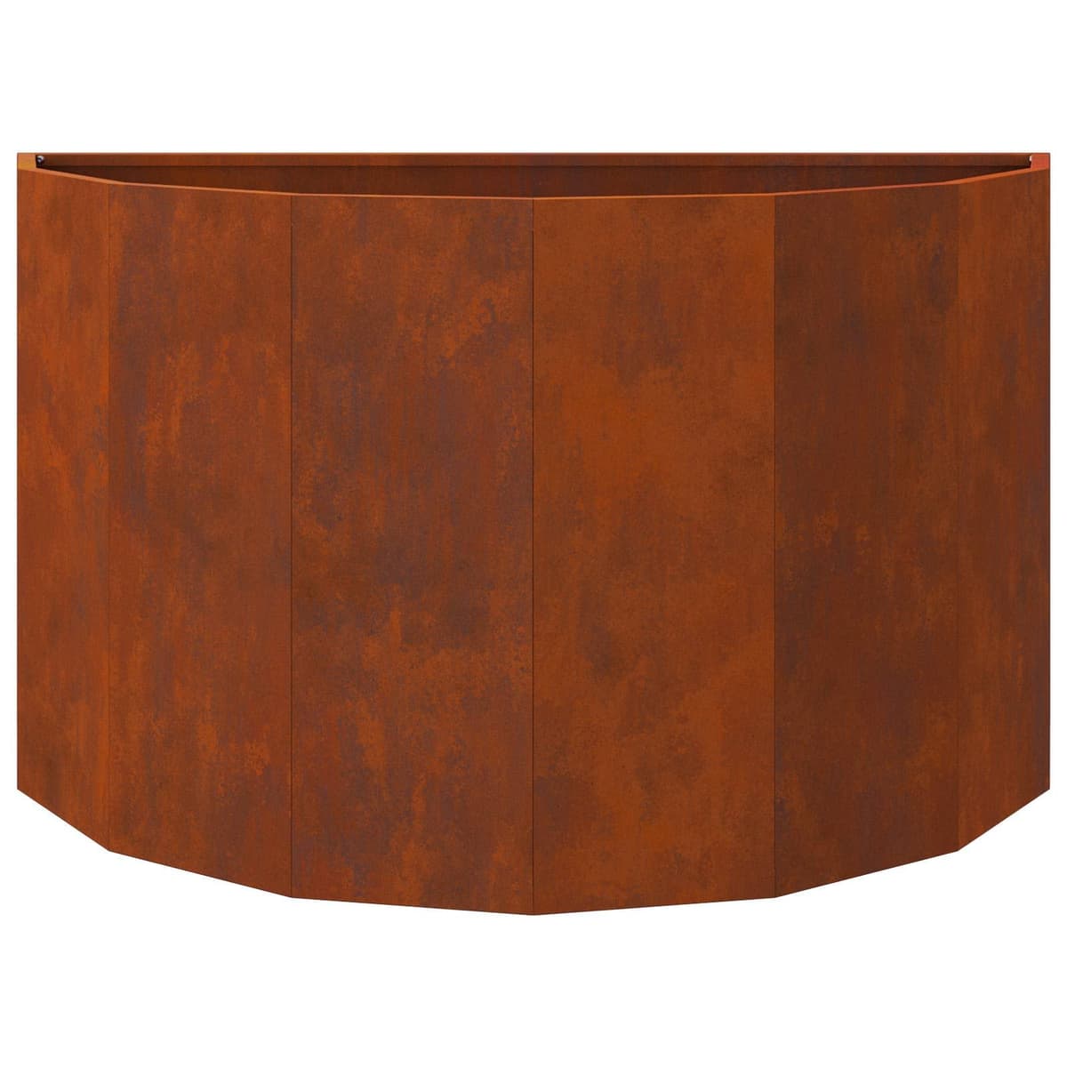 Half Round Outdoor Planter in Weathering Steel 90x45x50cm