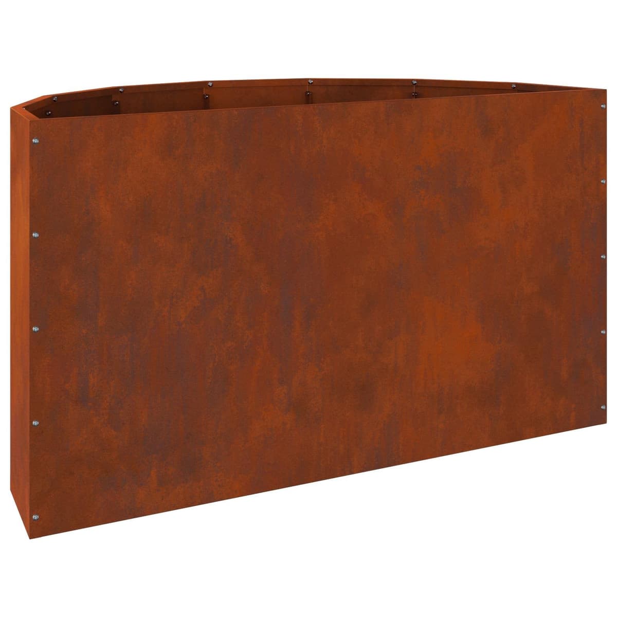 Half Round Outdoor Planter in Weathering Steel 90x45x50cm